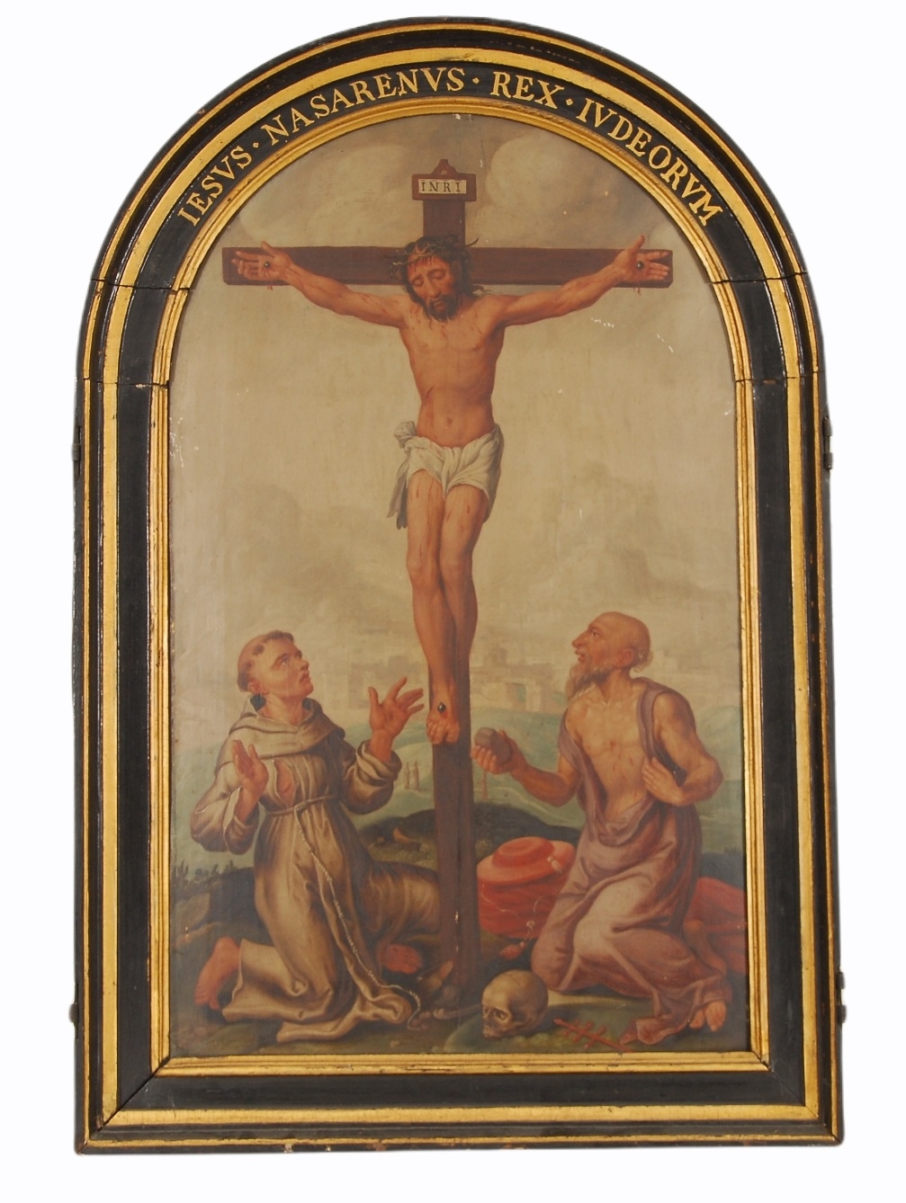 Christ en croix entouré de Saint Jérome et de Saint François d´Assise