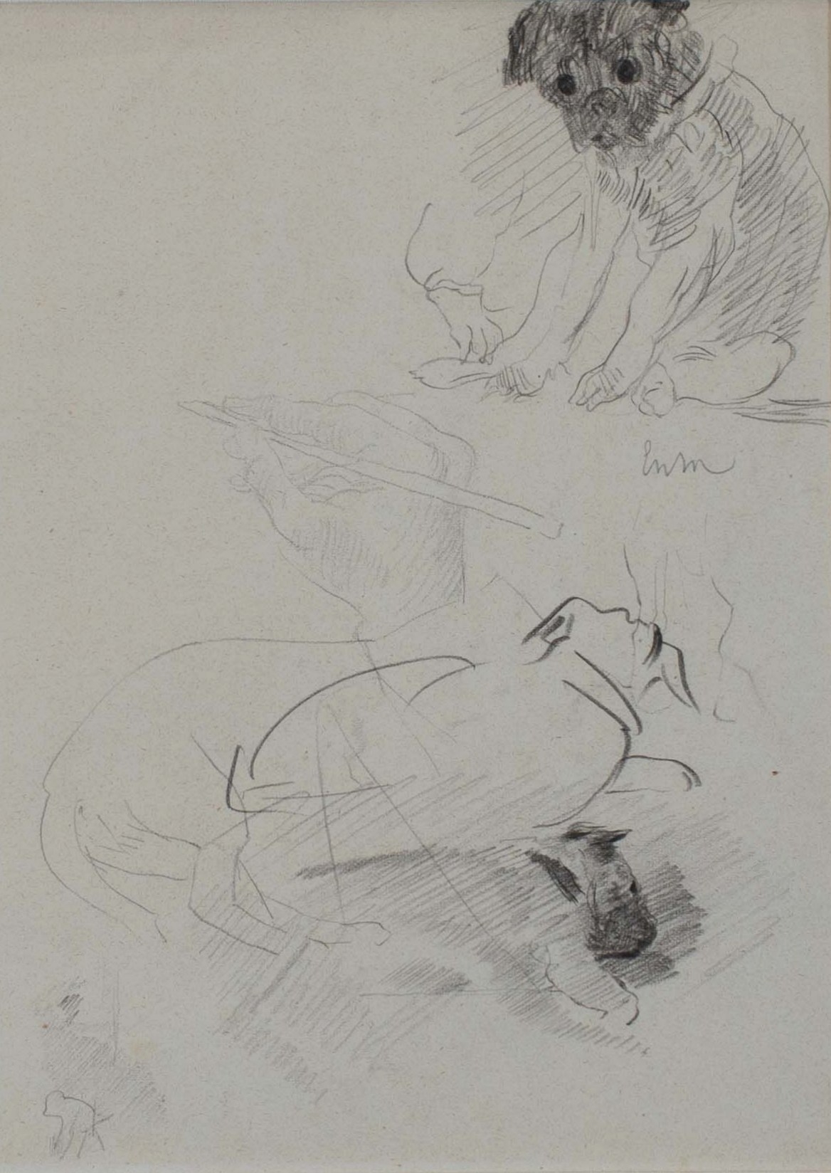Etude avec chiens et une main (ca. 1880-1884)